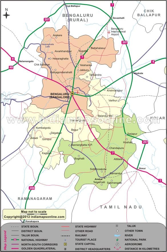 بنگلور شہری ضلع کا نقشہ