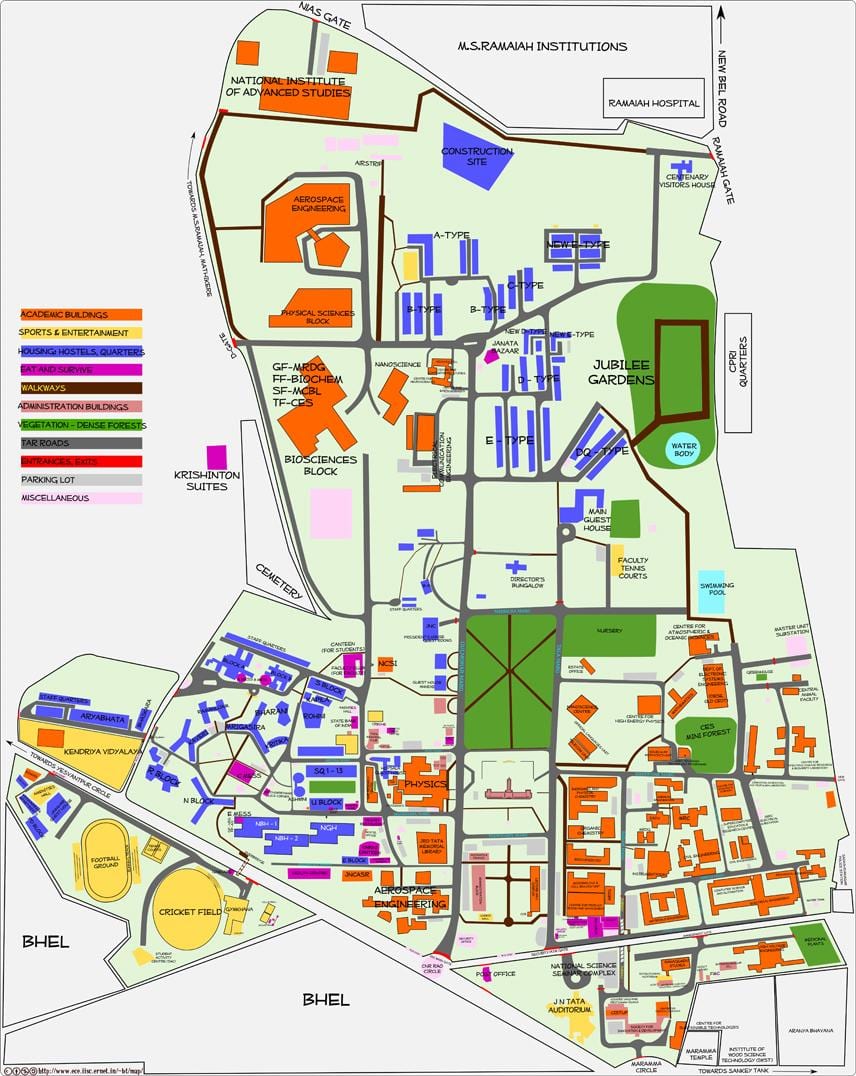 نقشہ کے IISC بنگلور